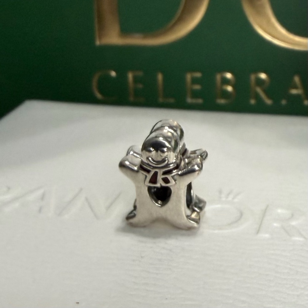Pandora Gingerbread Man with Heart Cutout And Pandora Translucent Red Charm